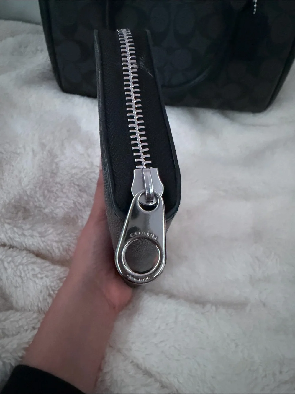 Coach Black Rowan Signature Canvas Satchel with Zip Wallet
